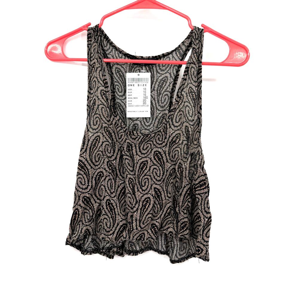 Brandy‎ Melville One Size Small Crop Tank Top Shirt Blouse Brown New w Tags NWT